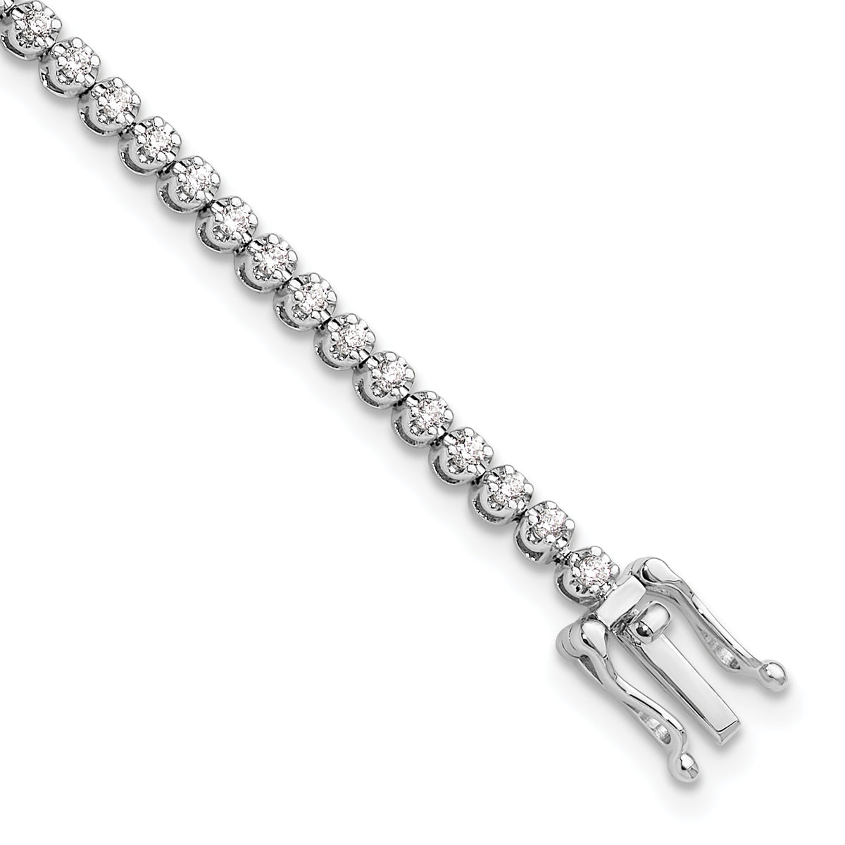 14k White Gold Lab Grown Diamond VS/SI+ G+ Round Tennis Bracelet - 1 ctw.#1 ctw.