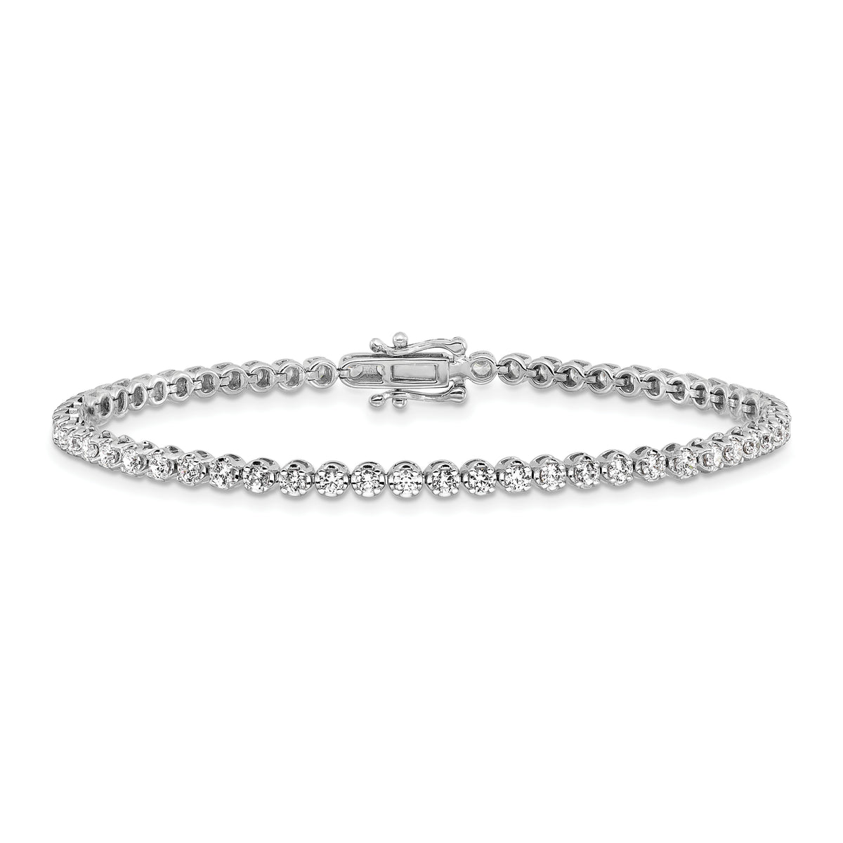 14k White Gold Lab Grown Diamond VS/SI+ G+ Round Tennis Bracelet - 2 ctw.