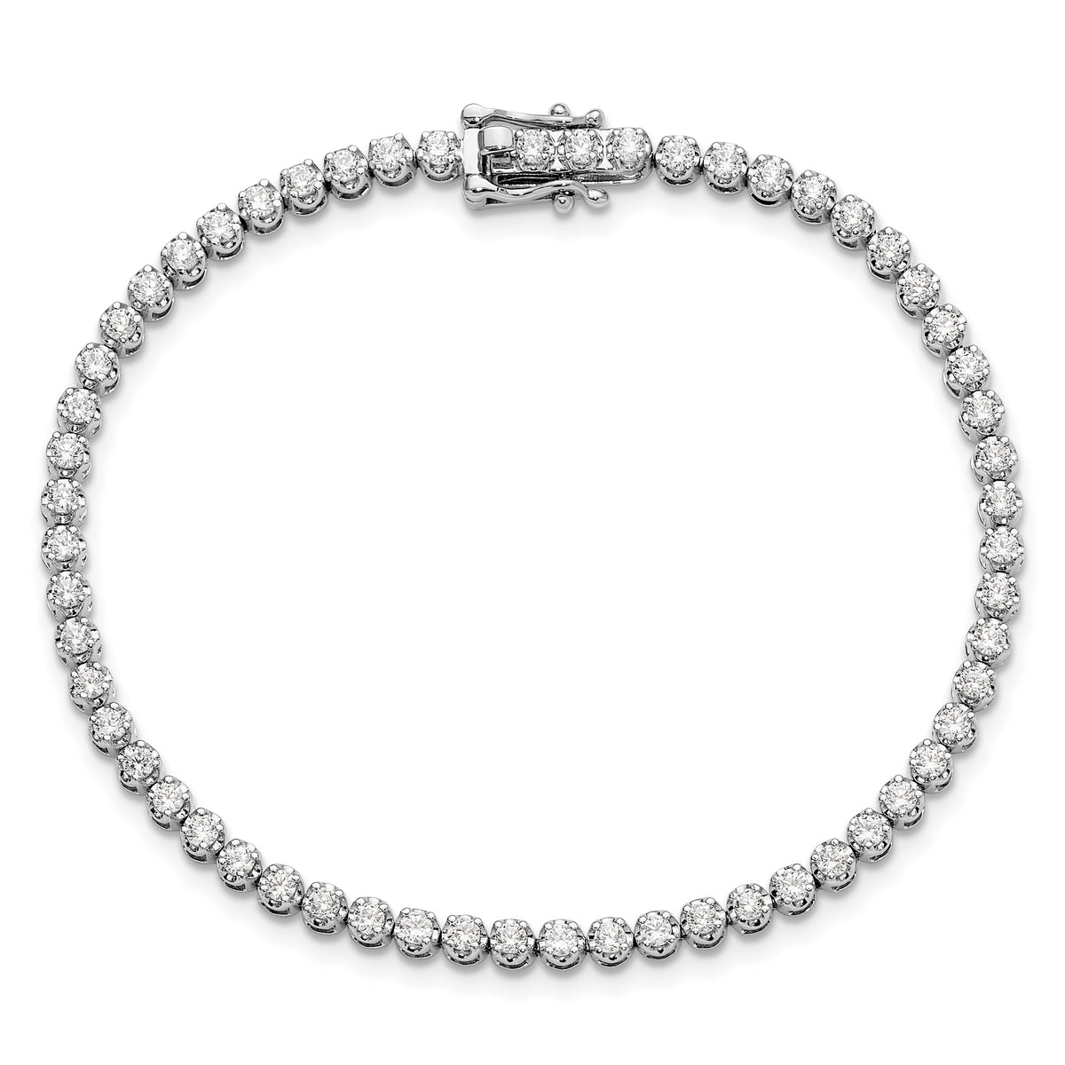 14k White Gold Lab Grown Diamond VS/SI+ G+ Round Tennis Bracelet - 2 ctw.