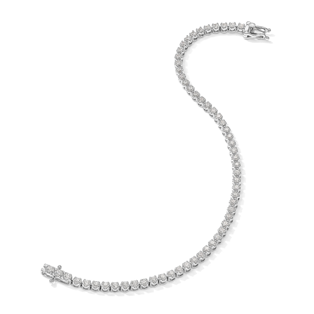 14k White Gold Lab Grown Diamond VS/SI+ G+ Round Tennis Bracelet - 1 ctw.