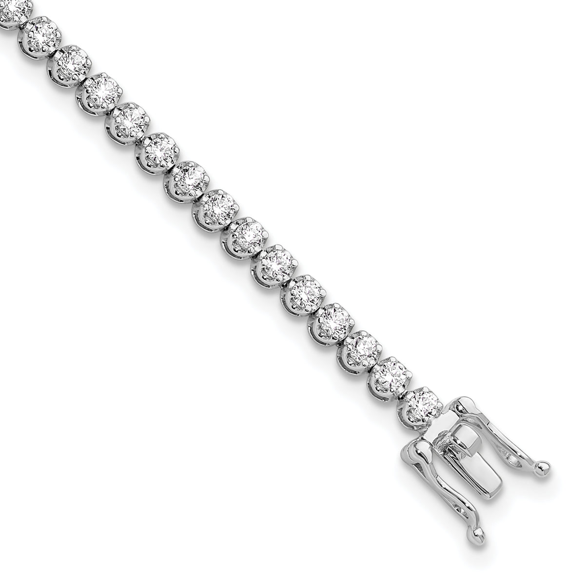 14k White Gold Lab Grown Diamond VS/SI+ G+ Round Tennis Bracelet - 2 ctw.