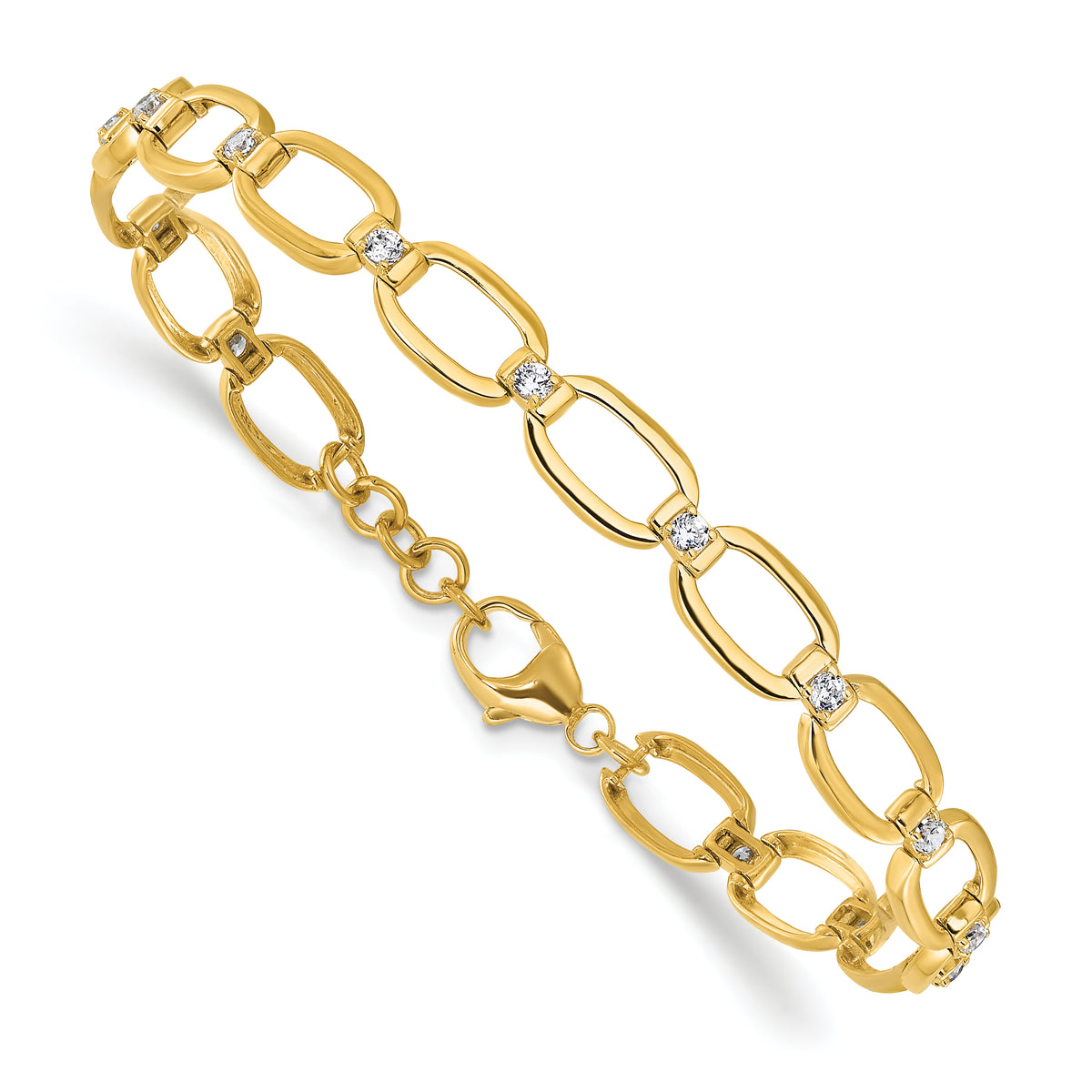 14k 1/2 carat Lab Grown Diamond VS/SI+ G+ Oval Link 6.75 inch with .25 inch extension Bracelet