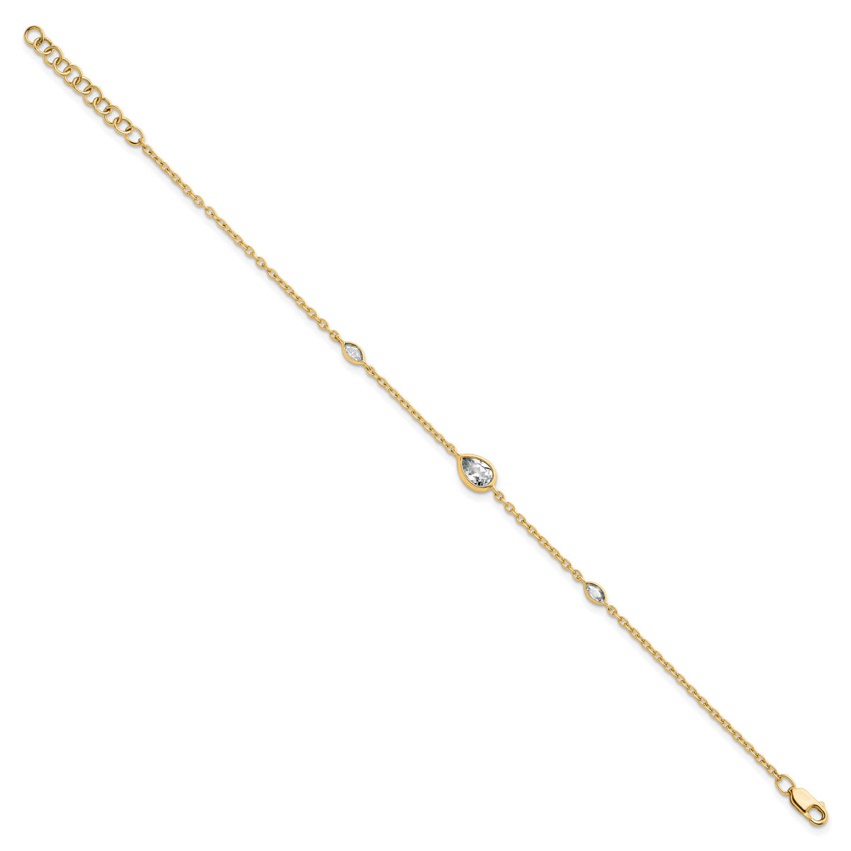 True Origin 14K Yellow Gold 1/2 carat Lab Grown Diamond VS+ F+ 6.5 in with 1in Adjustable Extender Bracelet