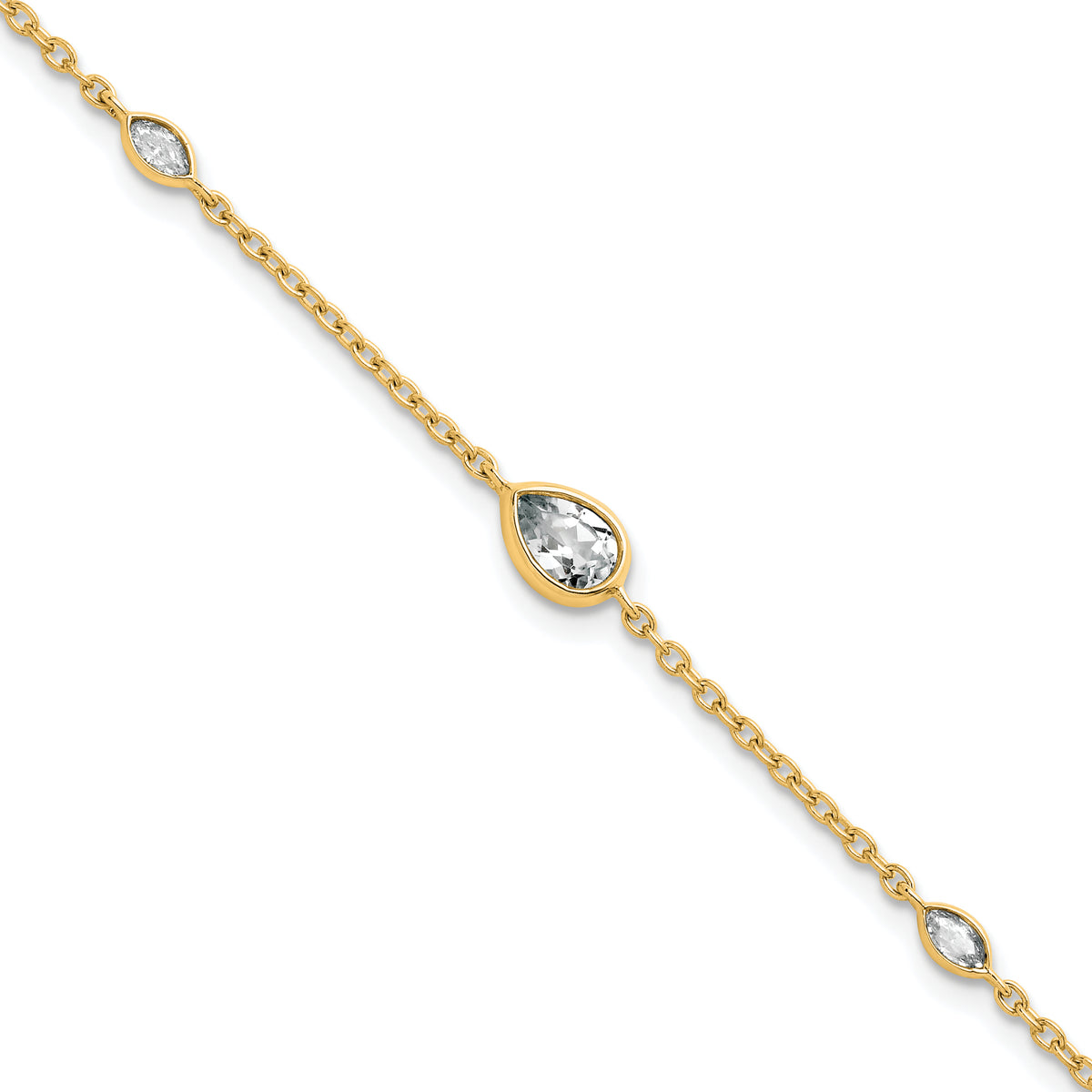 True Origin 14K Yellow Gold 1/2 carat Lab Grown Diamond VS+ F+ 6.5 in with 1in Adjustable Extender Bracelet