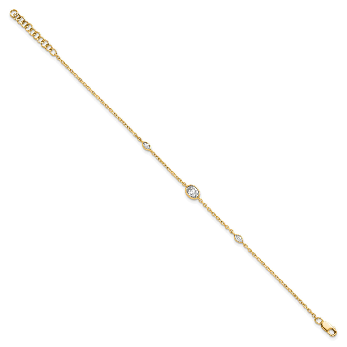 True Origin 14K Yellow Gold 3/8 carat Lab Grown Diamond VS+ F+ 6.5 in with 1in Adjustable Extender Bracelet