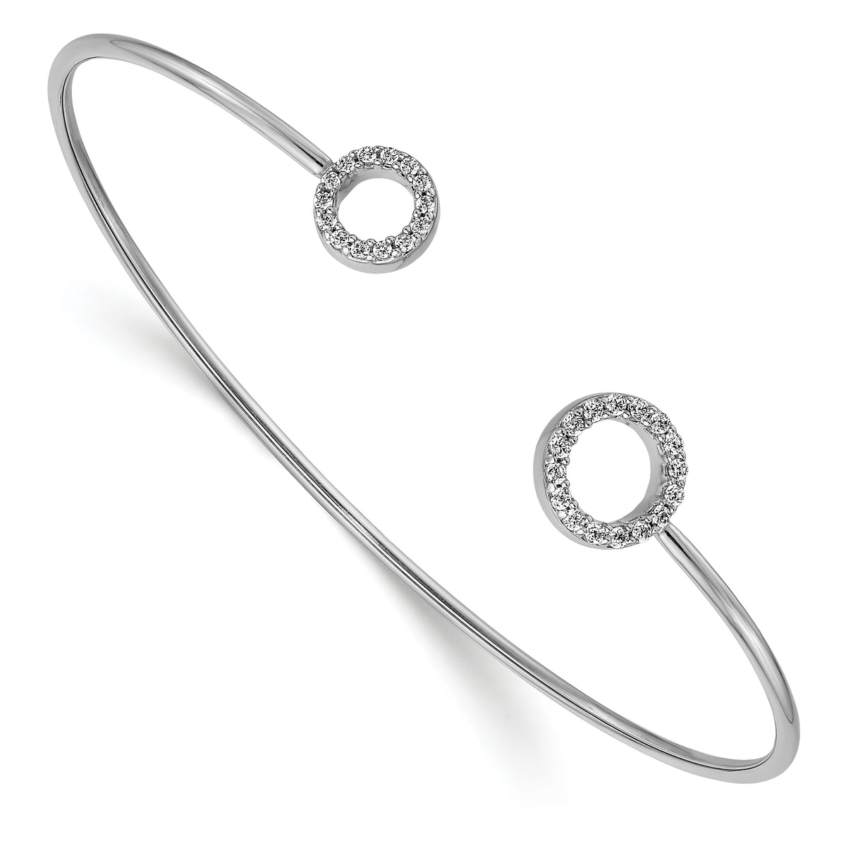 Diamond Circles Flexible Cuff Bangle - 14k White Gold / Diamond, Lab Grown