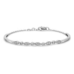 14k White Gold 1/2 carat Diamond Half-Bangle 6.75 inch Bracelet with 0.5 inch Extender, view 3