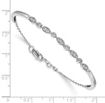 14k White Gold 1/2 carat Diamond Half-Bangle 6.75 inch Bracelet with 0.5 inch Extender, shown with a ruler for scale