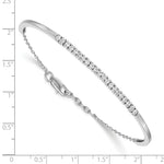 14k White Gold 3/4 carat Diamond Half-Bangle 6.75 inch Bracelet with 0.5 inch Extender, shown with a ruler for scale