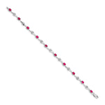 14k White Gold Oval Ruby and White Sapphire Curved Link 7 inch Bracelet, view 2