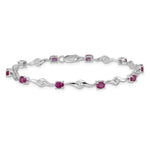 14k White Gold Oval Ruby and White Sapphire Curved Link 7 inch Bracelet, view 3