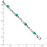 Diamond Oval Emerald Twisted Link 7 inch Bracelet - 10k White Gold / None / Emerald