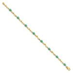Diamond Oval Emerald Twisted Link 7 inch Bracelet - 10k Yellow Gold / None / Emerald
