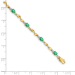Diamond Oval Emerald Twisted Link 7 inch Bracelet - 10k Yellow Gold / None / Emerald
