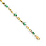 Diamond Oval Emerald Twisted Link 7 inch Bracelet - 14k Yellow Gold / Emerald / Complete Emerald