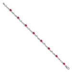 Diamond Oval Emerald Twisted Link 7 inch Bracelet - 14k White Gold / Ruby / Complete Ruby