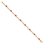 Diamond Oval Emerald Twisted Link 7 inch Bracelet - 14k Yellow Gold / Ruby / Complete Ruby