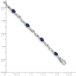 Diamond Oval Emerald Twisted Link 7 inch Bracelet - 10k White Gold / None / Sapphire