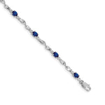 Diamond Oval Emerald Twisted Link 7 inch Bracelet - 10k White Gold / None / Sapphire