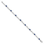 Diamond Oval Emerald Twisted Link 7 inch Bracelet - 14k White Gold / Sapphire / Complete Sapphire