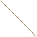 Diamond Oval Emerald Twisted Link 7 inch Bracelet - 14k Yellow Gold / Sapphire / Complete Sapphire