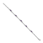 Gold Diamond & Gemstone Bracelet - 14k White Gold / Amethyst
