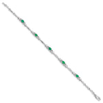 Gold Diamond & Gemstone Bracelet - 10k White Gold / Emerald