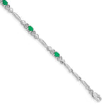 Gold Diamond & Gemstone Bracelet - 10k White Gold / Emerald