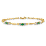 Gold Diamond & Gemstone Bracelet - 10k Yellow Gold / Emerald