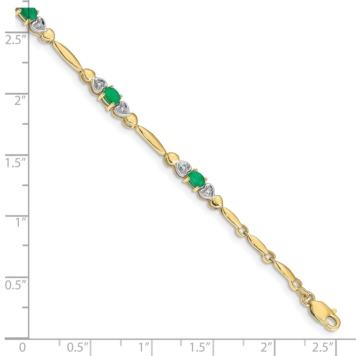 Gold Diamond & Gemstone Bracelet - 10k Yellow Gold / Emerald