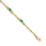 Gold Diamond & Gemstone Bracelet - 10k Yellow Gold / Emerald