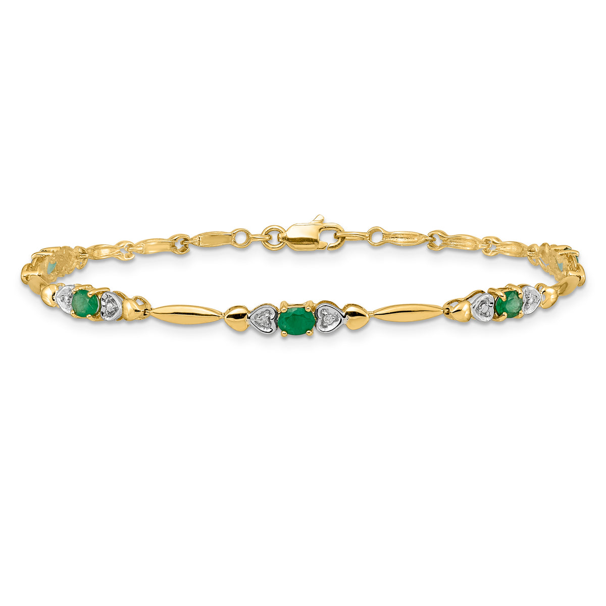 Gold Diamond & Gemstone Bracelet - 14k Yellow Gold / Emerald