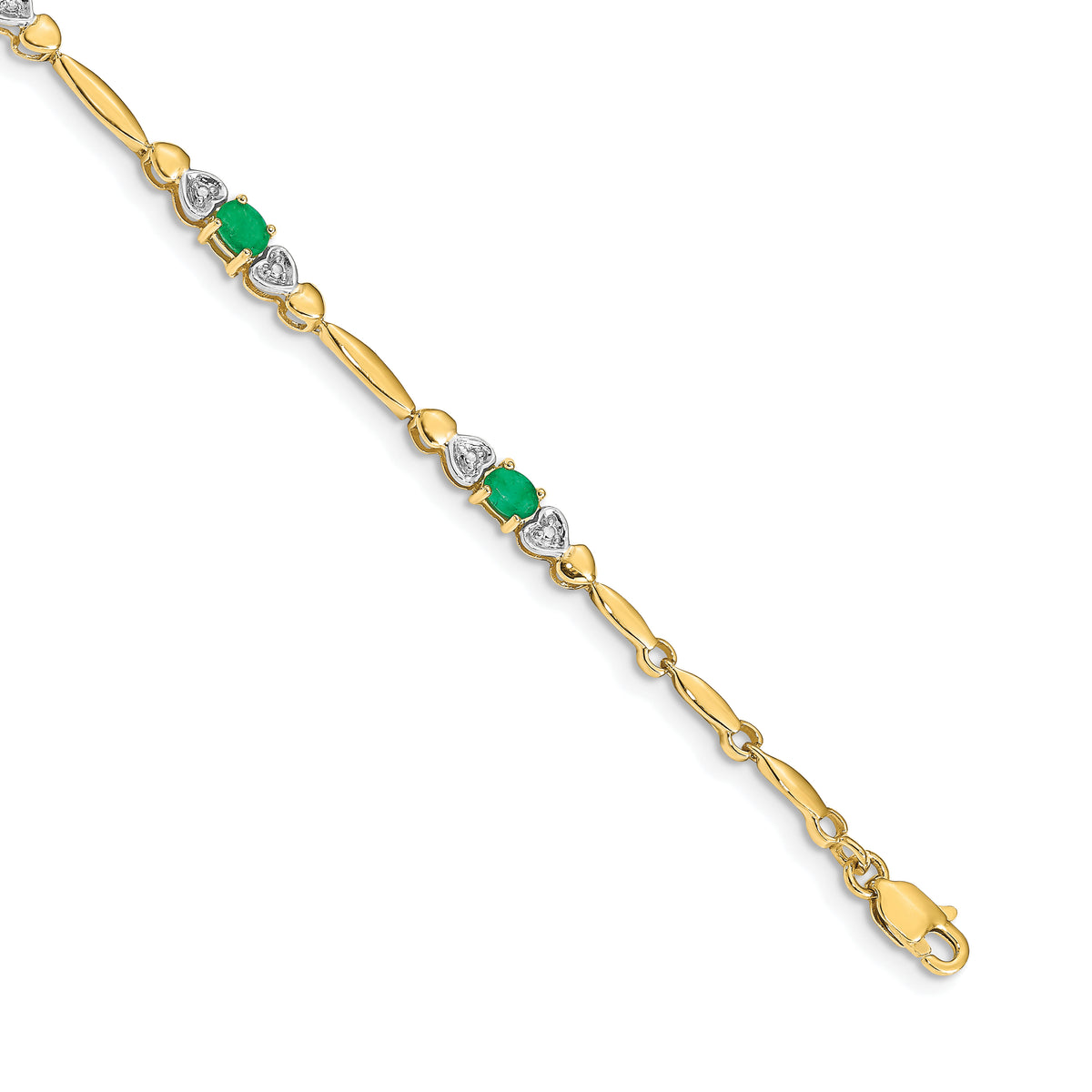 Gold Diamond & Gemstone Bracelet - 14k Yellow Gold / Emerald