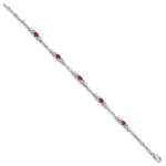 Gold Diamond & Gemstone Bracelet - 10k White Gold / Ruby