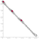 Gold Diamond & Gemstone Bracelet - 10k White Gold / Ruby