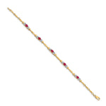 Gold Diamond & Gemstone Bracelet - 10k Yellow Gold / Ruby
