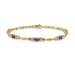 Gold Diamond & Gemstone Bracelet - 10k Yellow Gold / Ruby