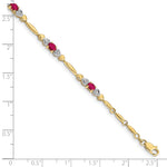 Gold Diamond & Gemstone Bracelet - 10k Yellow Gold / Ruby
