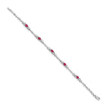 Gold Diamond & Gemstone Bracelet - 14k White Gold / Ruby