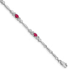 Gold Diamond & Gemstone Bracelet - 14k White Gold / Ruby