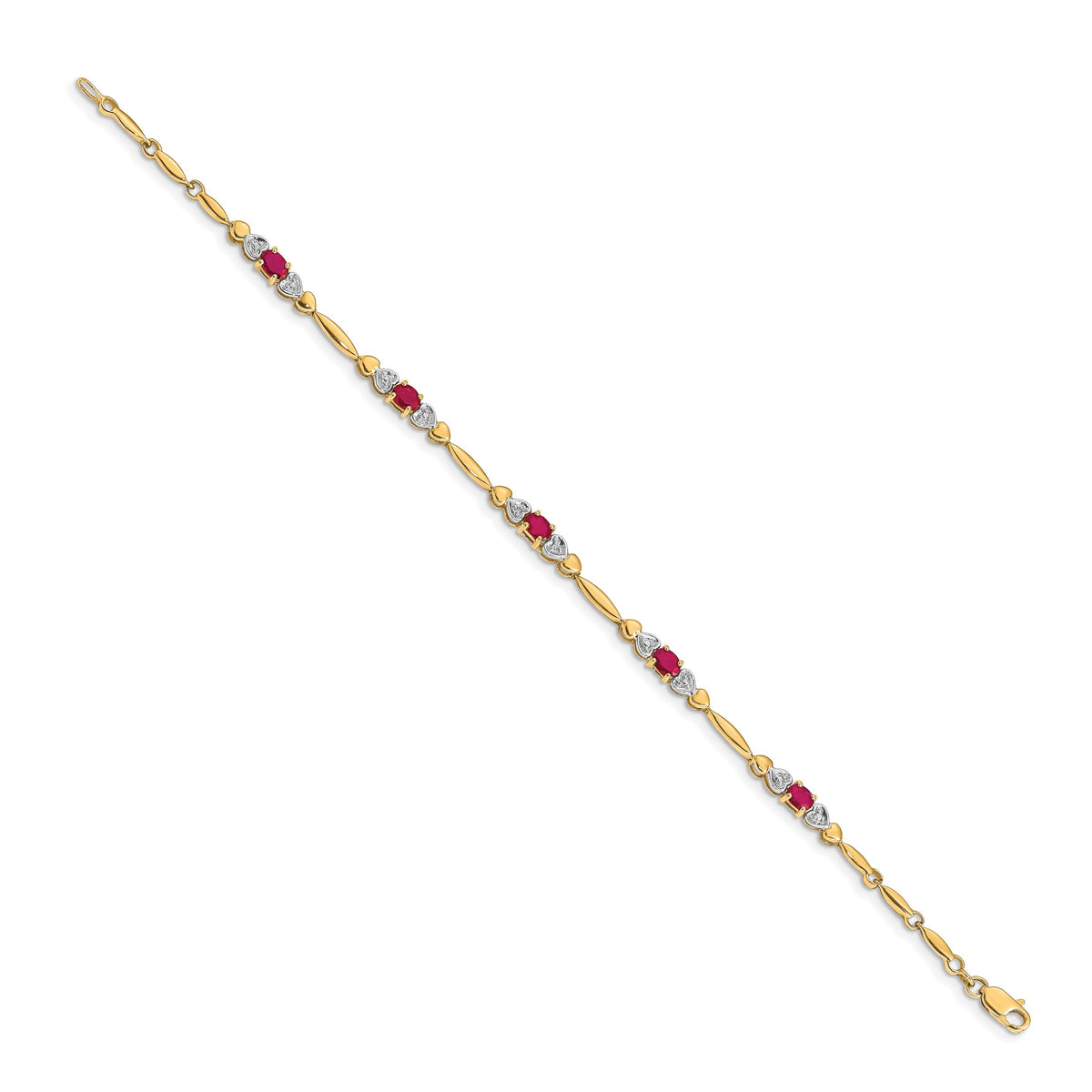 Gold Diamond & Gemstone Bracelet - 14k Yellow Gold / Ruby