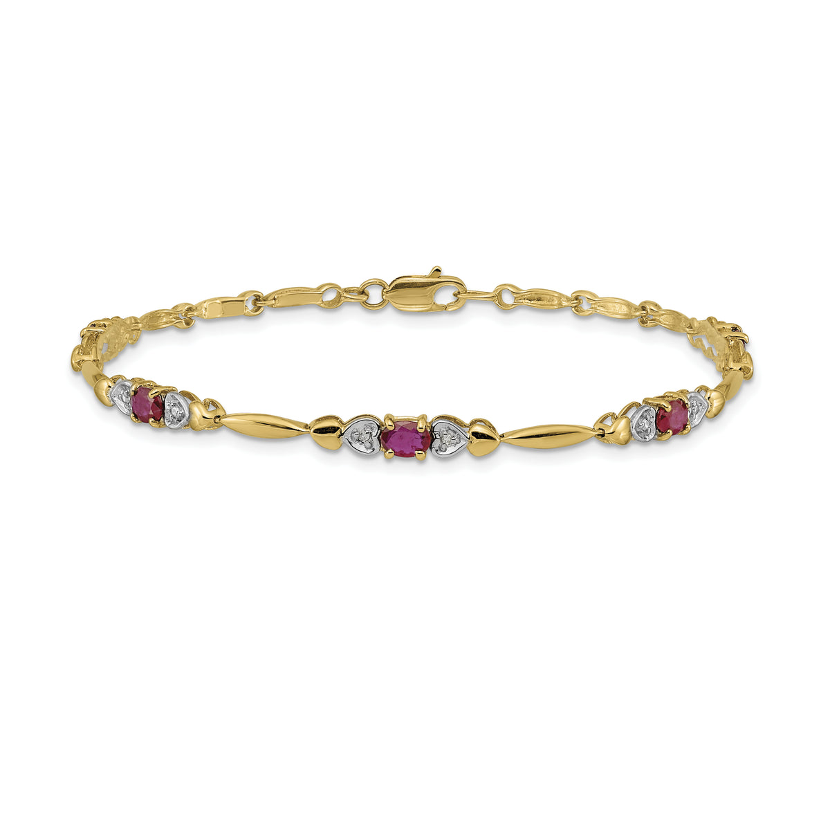 Gold Diamond & Gemstone Bracelet - 14k Yellow Gold / Ruby
