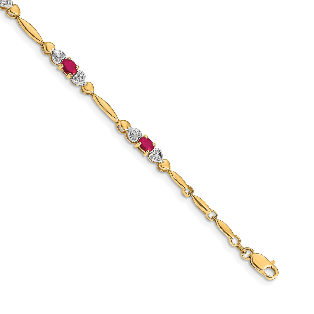 Gold Diamond & Gemstone Bracelet - 14k Yellow Gold / Ruby