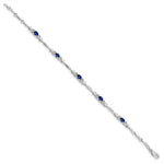 Gold Diamond & Gemstone Bracelet - 10k White Gold / Sapphire