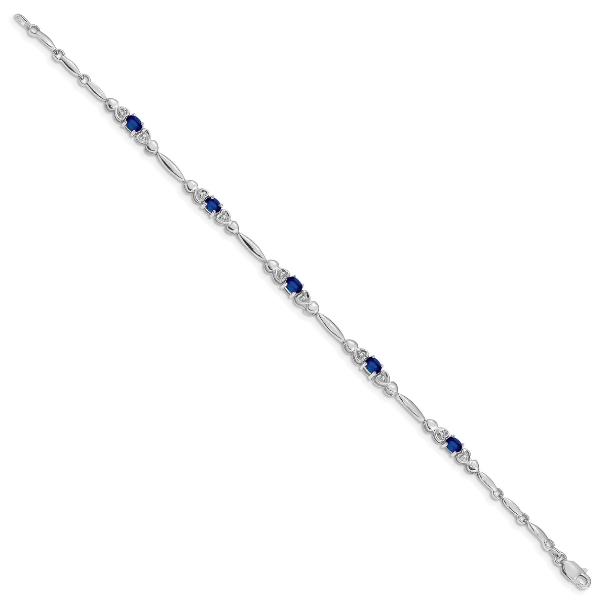 Gold Diamond & Gemstone Bracelet - 10k White Gold / Sapphire