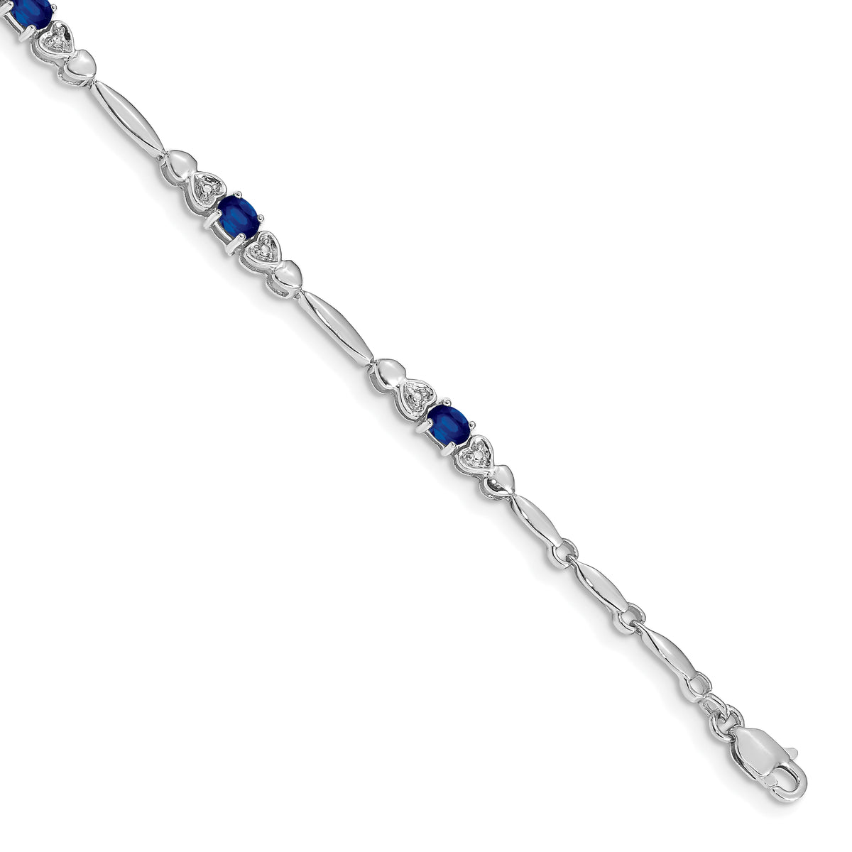 Gold Diamond & Gemstone Bracelet - 10k White Gold / Sapphire