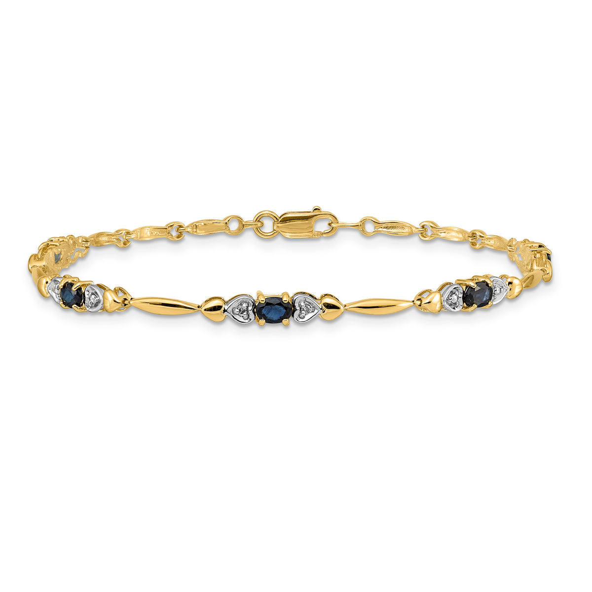 Gold Diamond & Gemstone Bracelet - 10k Yellow Gold / Sapphire