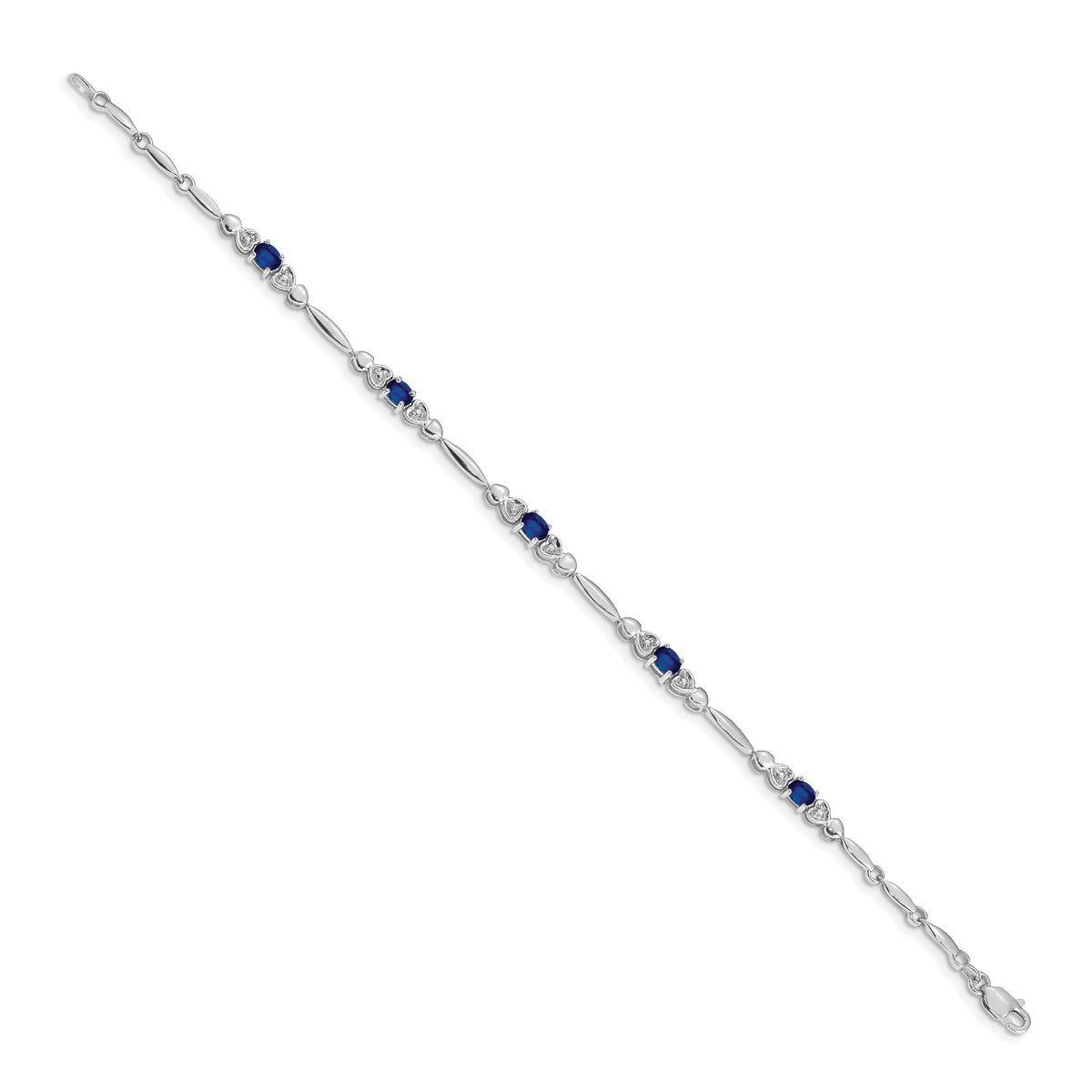 Gold Diamond & Gemstone Bracelet - 14k White Gold / Sapphire
