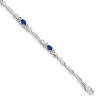 Gold Diamond & Gemstone Bracelet - 14k White Gold / Sapphire