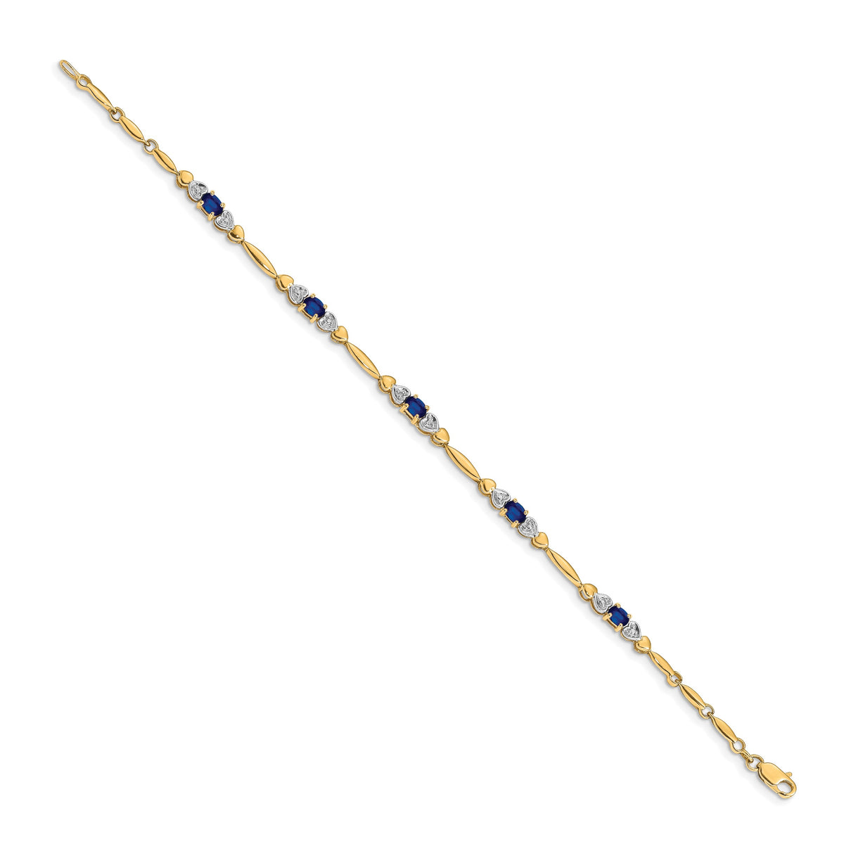 Gold Diamond & Gemstone Bracelet - 14k Yellow Gold / Sapphire